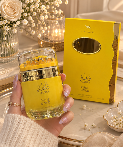 ادکلن قافله پیور گلد (Qafila Pure Gold) از برند Le Chameau با حجم ۱۰۰ میل